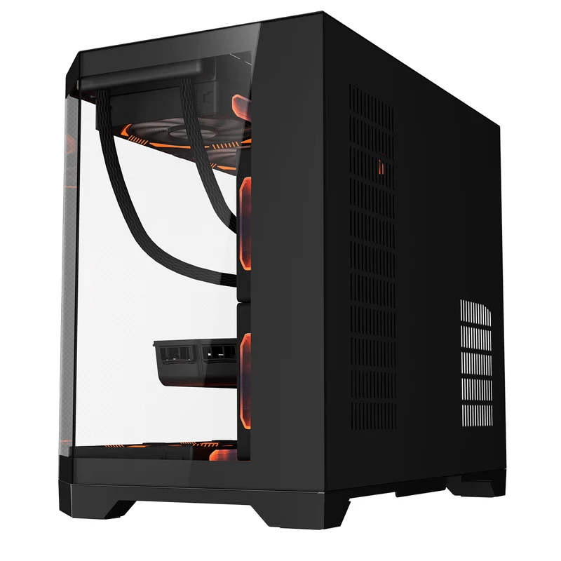 Coolman Spectra M-ATX/ITX PC Case with Customizable LCD Screen Display (Black, White)
