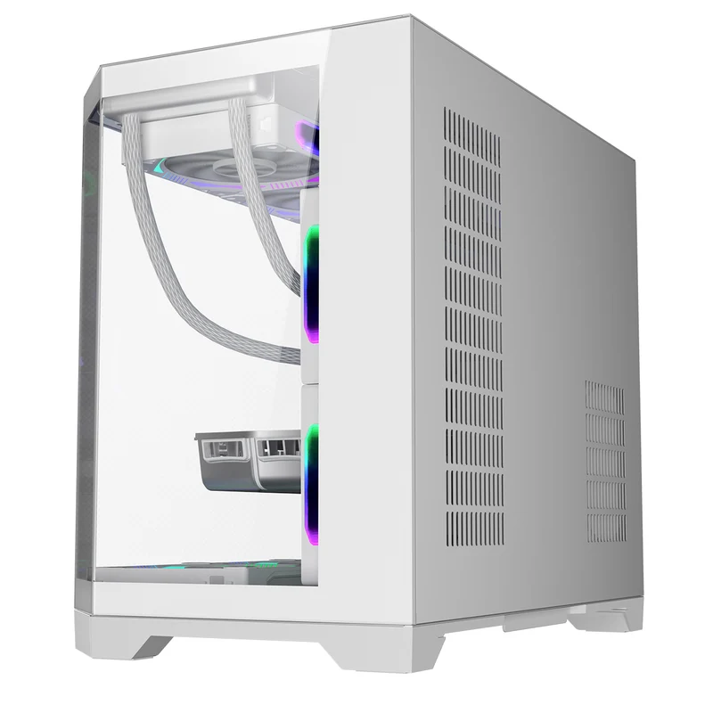 Coolman Spectra M-ATX/ITX PC Case with Customizable LCD Screen Display (Black, White)
