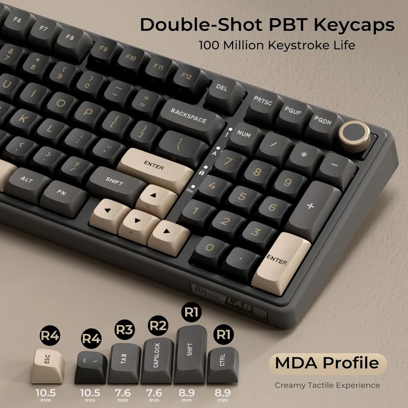 Royal Kludge R98Pro Wired RGB 98 Keys Hot-Swappable Mechanical Keyboard Phantom (Beige Switch, Cream Switch)