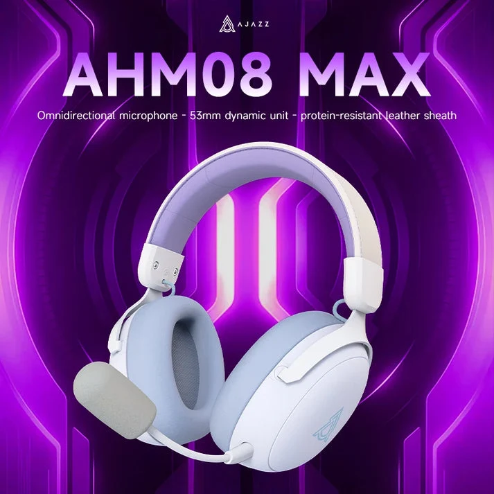 Ajazz AHM08 MAX Tri-mode Headphone (Grey/White, Purple/White/Blue, Black/Grey/Yellow)
