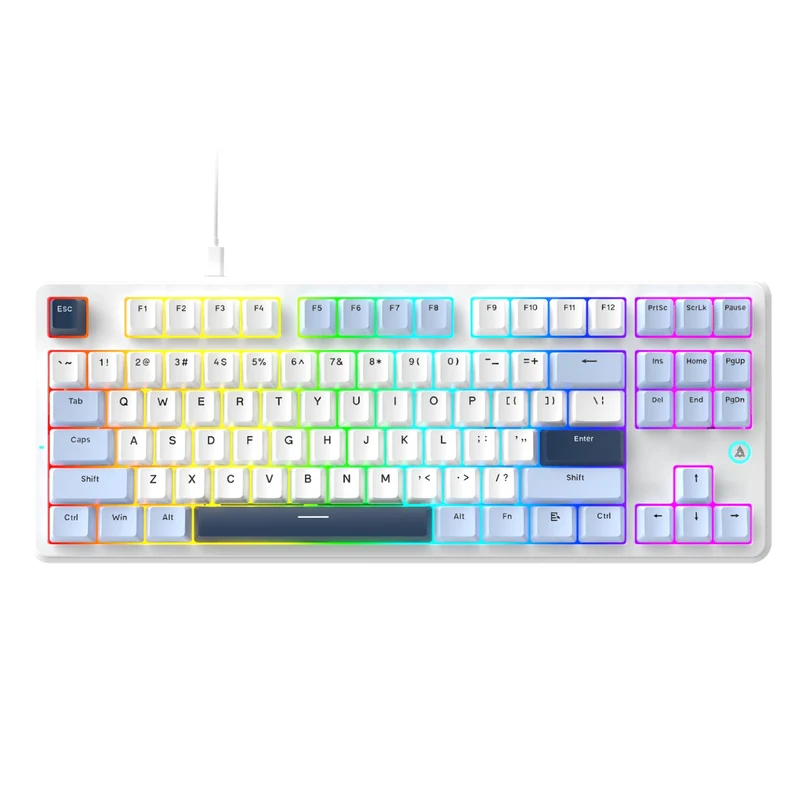 Ajazz AK870 V2 RGB Wired 87-Keys TKL Gasket-mounted Hot Swappable Mechanical Keyboard (Blue/White/Blue) (Flying Fish Switch)