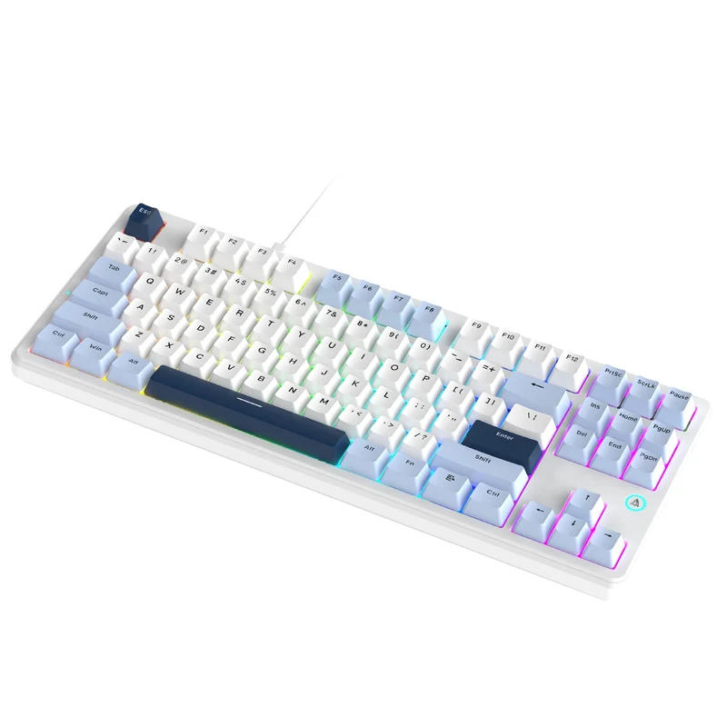 Ajazz AK870 V2 RGB Wired 87-Keys TKL Gasket-mounted Hot Swappable Mechanical Keyboard (Blue/White/Blue) (Flying Fish Switch)