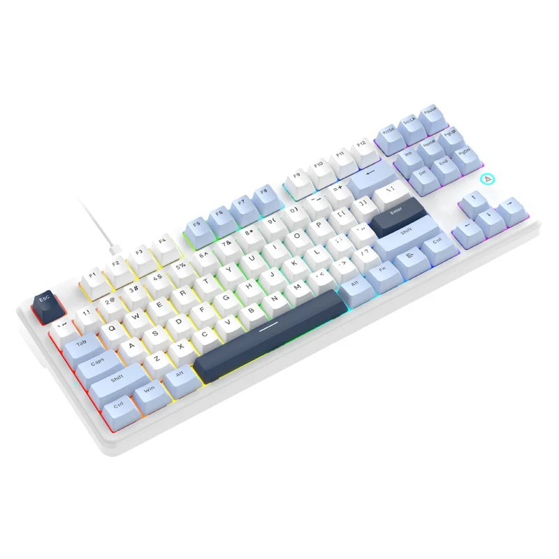 Ajazz AK870 V2 RGB Wired 87-Keys TKL Gasket-mounted Hot Swappable Mechanical Keyboard (Blue/White/Blue) (Flying Fish Switch)