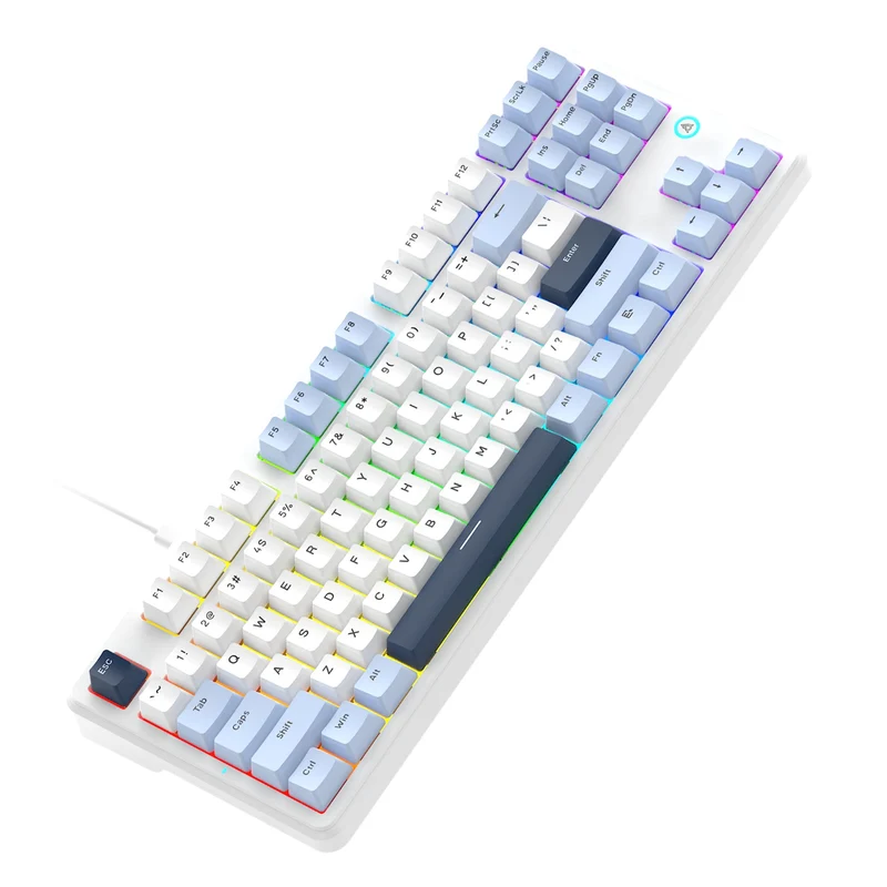 Ajazz AK870 V2 RGB Wired 87-Keys TKL Gasket-mounted Hot Swappable Mechanical Keyboard (Blue/White/Blue) (Flying Fish Switch)