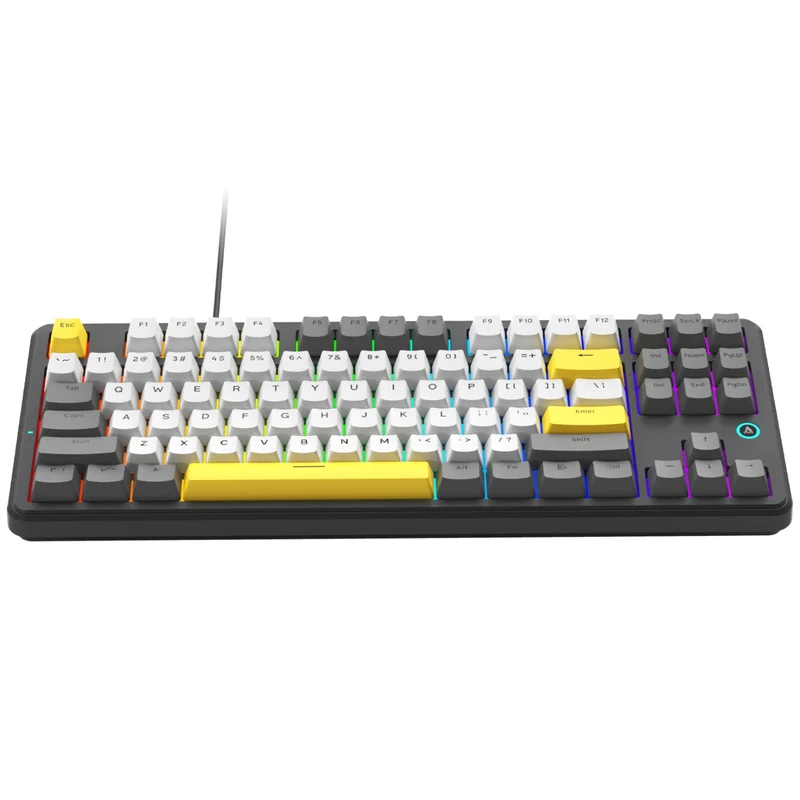 Ajazz AK870 V2 RGB Wired 87-Keys TKL Gasket-mounted Hot Swappable Mechanical Keyboard (Grey/White/Yellow) (Flying Fish Switch)