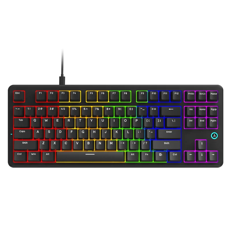 Ajazz AK870 V2 Mixed Light Wired 87-Keys TKL Gasket-mounted Hot Swappable Mechanical Keyboard (Black) (Red Switch)