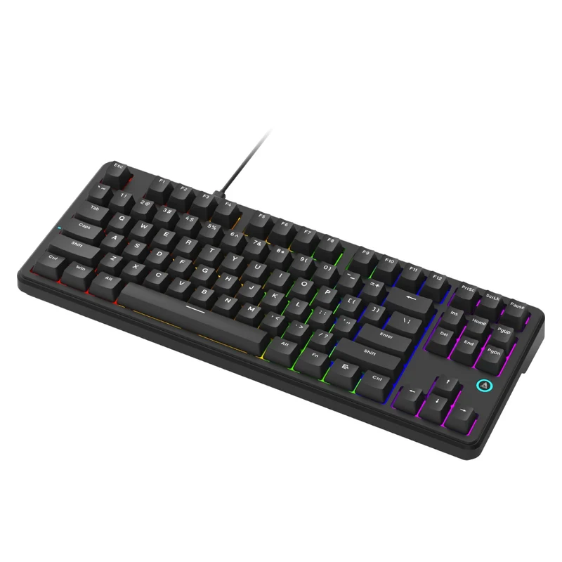 Ajazz AK870 V2 Mixed Light Wired 87-Keys TKL Gasket-mounted Hot Swappable Mechanical Keyboard (Black) (Red Switch)