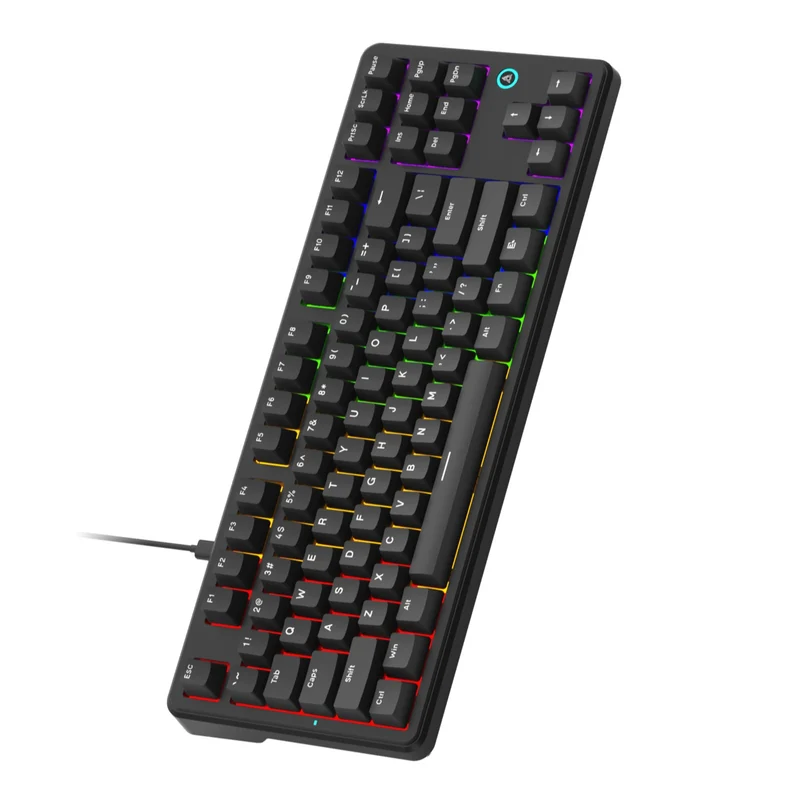 Ajazz AK870 V2 Mixed Light Wired 87-Keys TKL Gasket-mounted Hot Swappable Mechanical Keyboard (Black) (Red Switch)