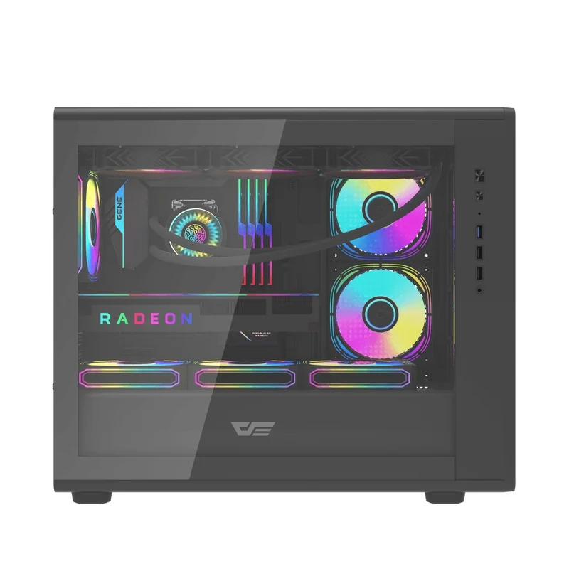 DarkFlash DB460M TG Panel Luxury M-ATX PC Case (Black, White)