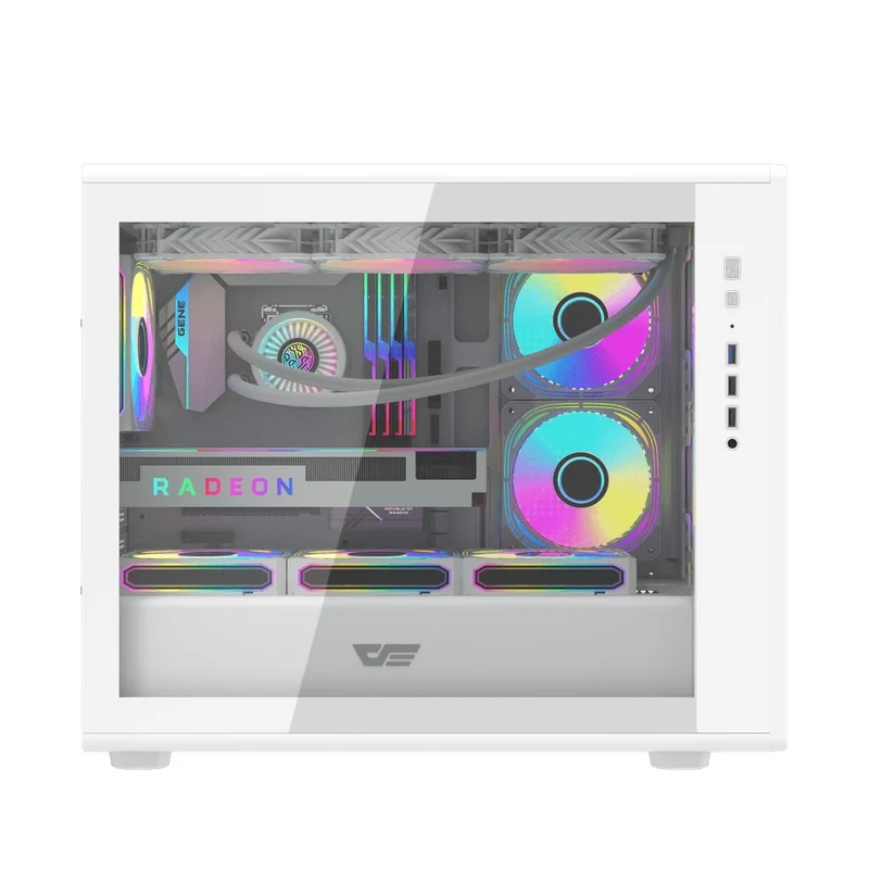 DarkFlash DB460M TG Panel Luxury M-ATX PC Case (Black, White)