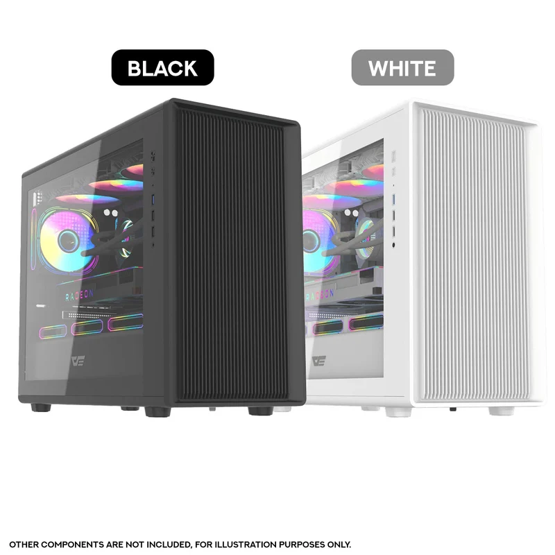 DarkFlash DB460M TG Panel Luxury M-ATX PC Case (Black, White)