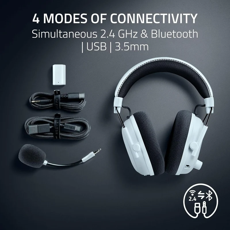 Razer Blackshark V3 Pro Wireless ANC eSports Gaming Headset with Ultra-Low Latency & THX Spatial Audio for PC/ Mac/ PlayStation/ Nintendo Switch/ Steam Deck/ Smartphone (Black, White)