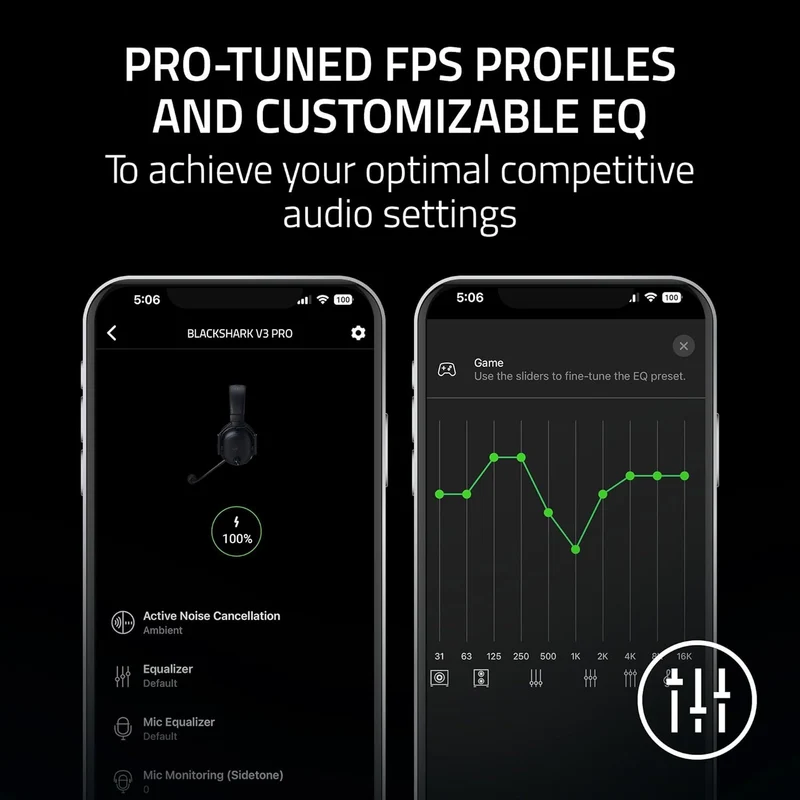 Razer Blackshark V3 Pro Wireless ANC eSports Gaming Headset with Ultra-Low Latency & THX Spatial Audio for PC/ Mac/ PlayStation/ Nintendo Switch/ Steam Deck/ Smartphone (Black, White)