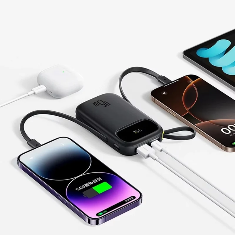 Baseus EnerFill FC31 Qpow 3 Digital Display Power Bank with Built-in USB-C + iP Cable 20000mAh 45W (Cosmic Black, Galaxy Blue, Moon White, Nebula Purple)