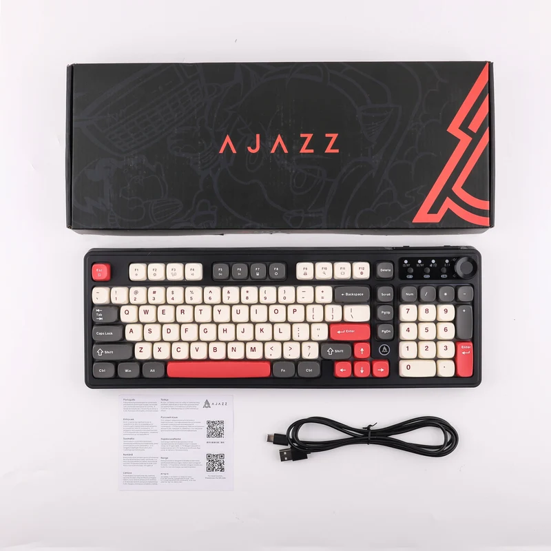 Ajazz AF98 Plus RGB Tri-Mode 97-Keys Membrane Keyboard (Black Shark Red)
