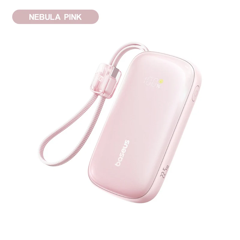Baseus EnerFill FC21 Qpow 3 Ultra Digital Display Power Bank with Detachable Cable 10000mAh 22.5W (Nebula Pink, Galaxy Blue, Natural Titanium)