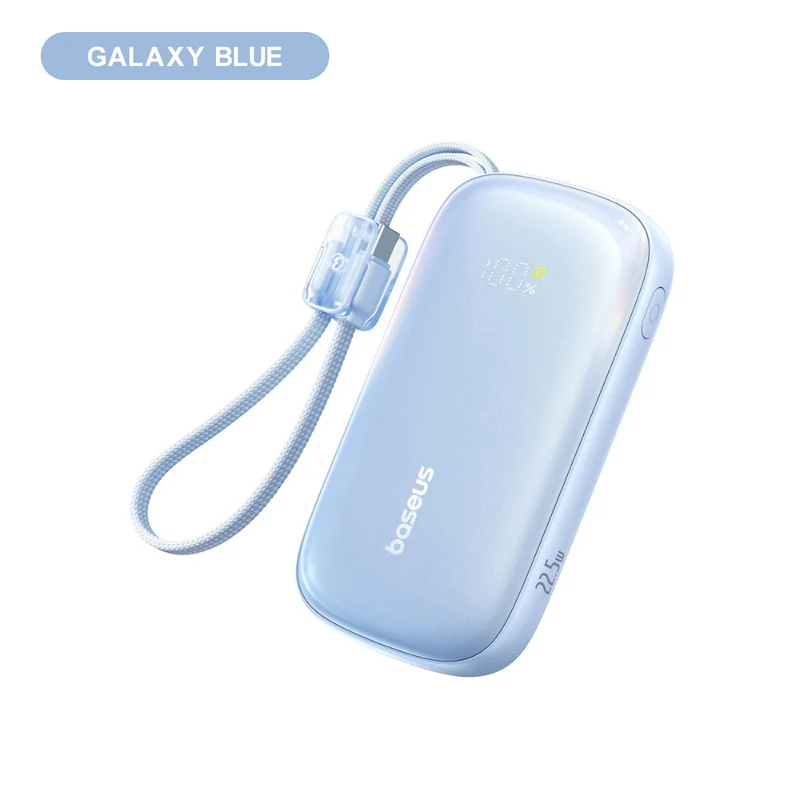 Baseus EnerFill FC21 Qpow 3 Ultra Digital Display Power Bank with Detachable Cable 10000mAh 22.5W (Nebula Pink, Galaxy Blue, Natural Titanium)