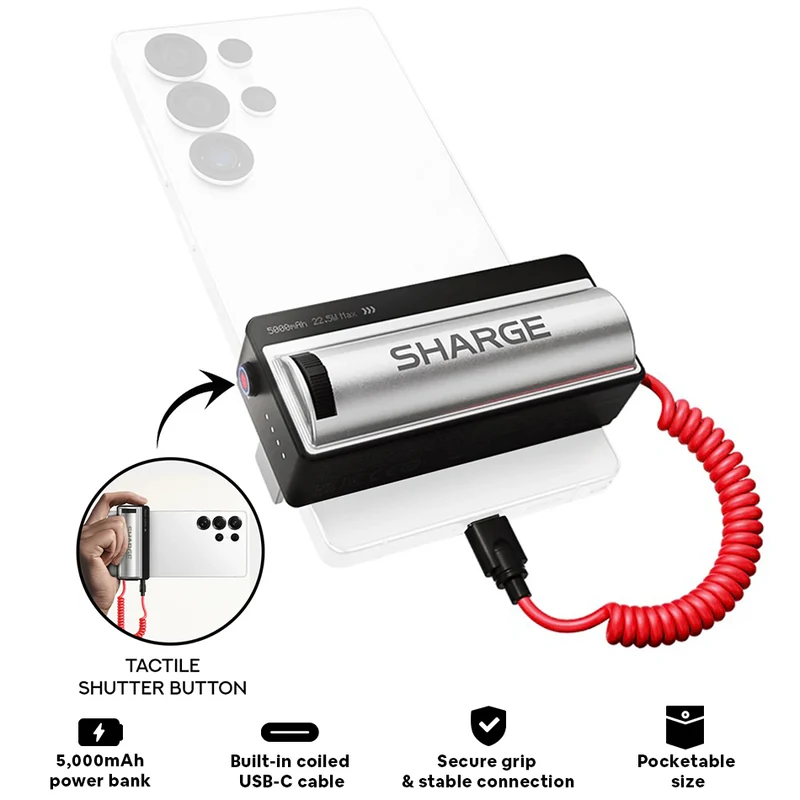 Sharge Grip Power Bank 5000mAh 22.5W Max (Black) (P1)