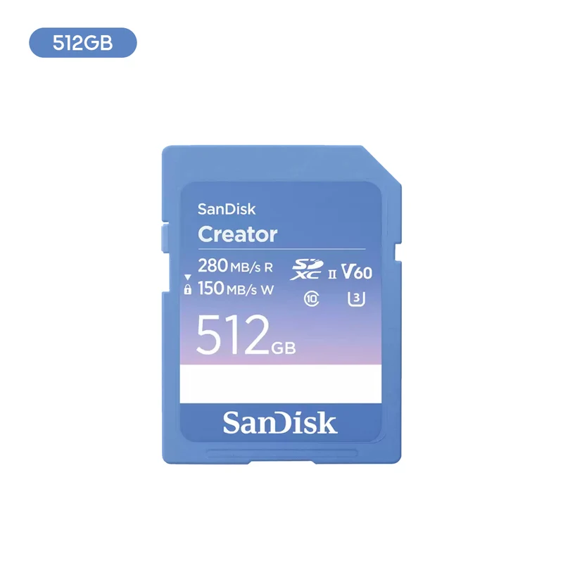 Sandisk Creator 280MB/s Read/150MB/s Write UHS-II SD Card (512GB, 1TB)