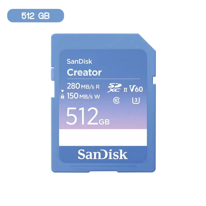 Sandisk Creator 280MB/s Read/150MB/s Write UHS-II SD Card (512GB, 1TB)
