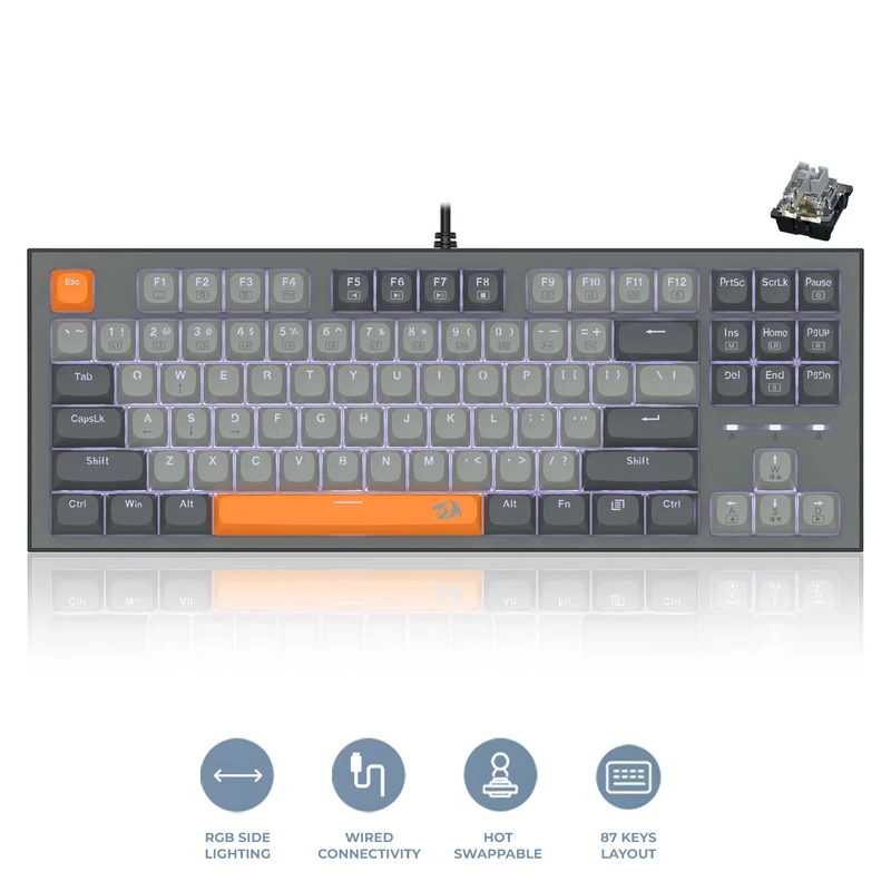 Redragon K611-GGO Bes Wired USB Mechanical Gaming Keyboard (RPC Linear Switch) (Grey/Orange)