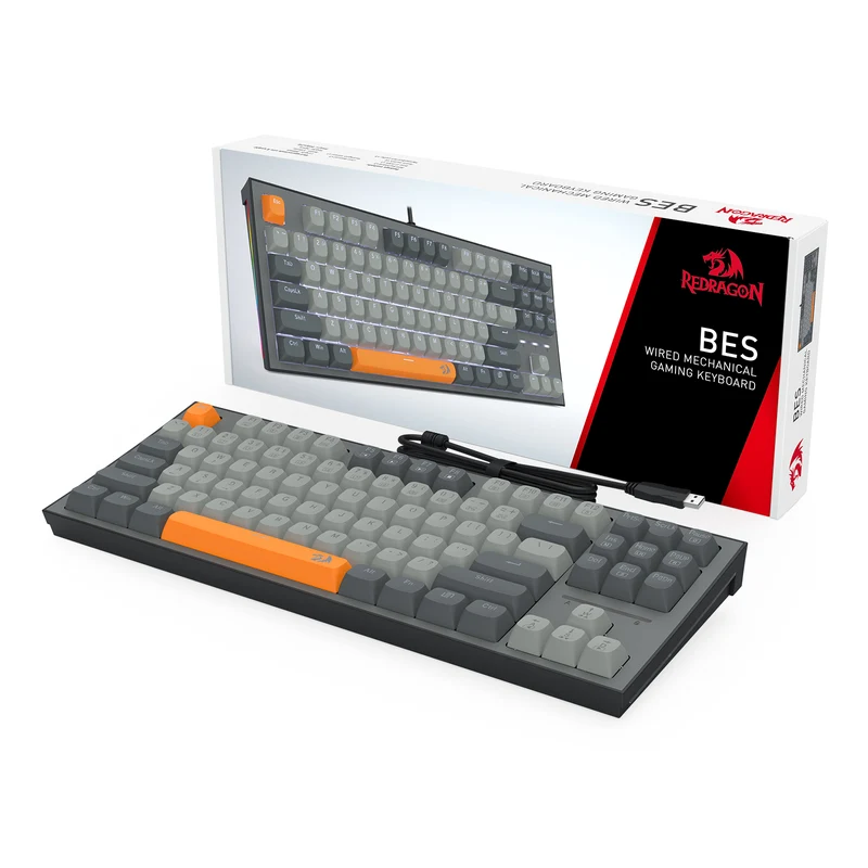 Redragon K611-GGO Bes Wired USB Mechanical Gaming Keyboard (RPC Linear Switch) (Grey/Orange)