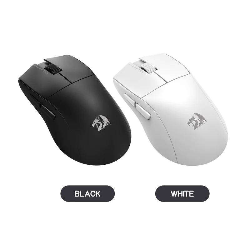 Redragon M916-LIT-1K K1ng Lite 8000DPI Light-Weight Tri-Mode Gaming Mouse (Black, White)