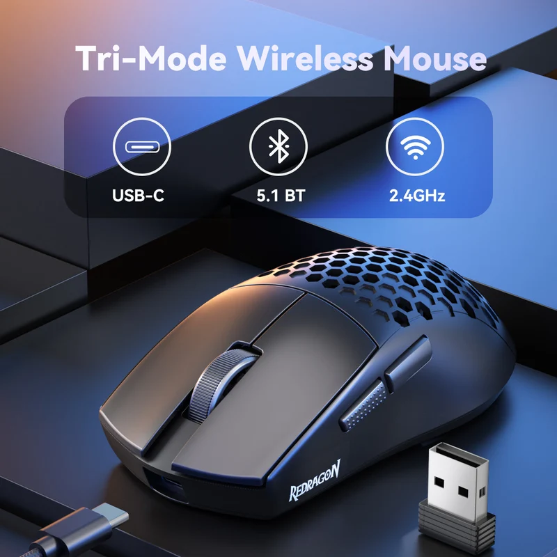Redragon M725-LIT Astrolabe Lite 8000DPI 3-Modes Honeycomb Lightweight Gaming Mouse