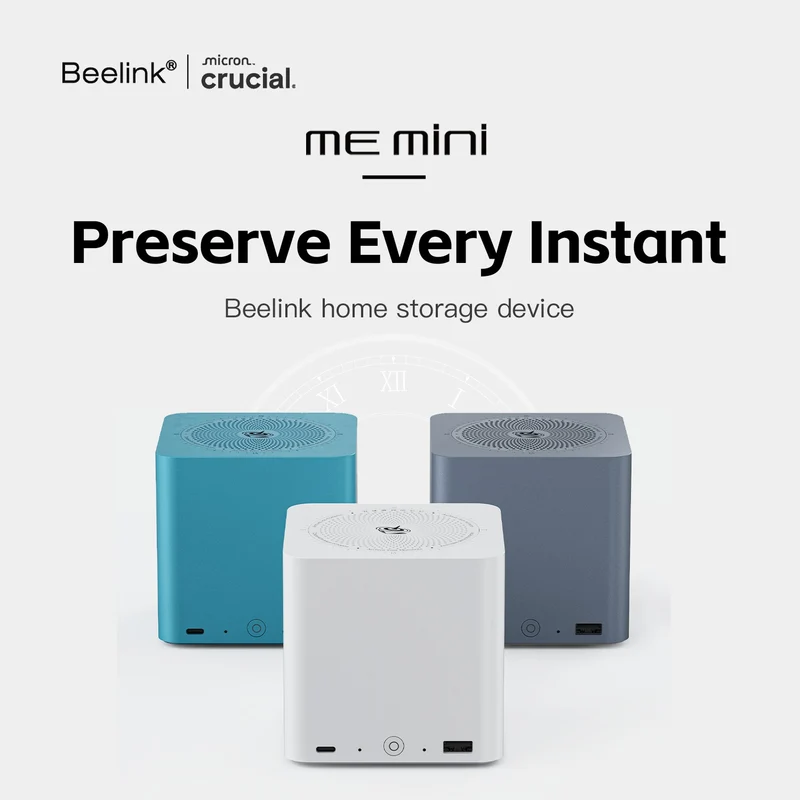 Beelink ME Mini 6-Slot Home Storage NAS Mini PC Intel Twin Lake N150 Processor 12GB RAM 64GB SSD Windows 11 Home (Pearl White)