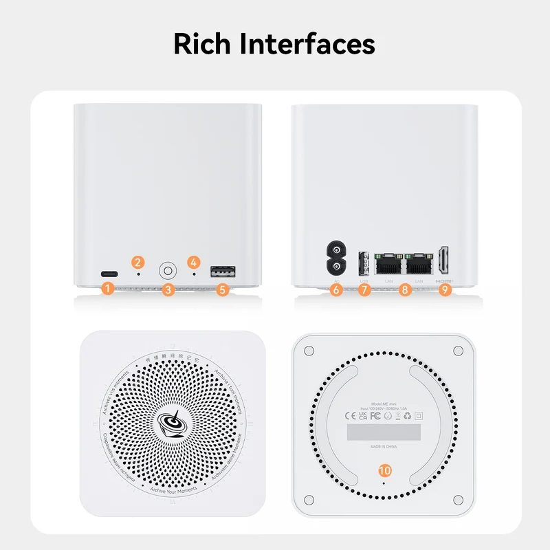 Beelink ME Mini 6-Slot Home Storage NAS Mini PC Intel Twin Lake N150 Processor 12GB RAM 64GB SSD Windows 11 Home (Pearl White)
