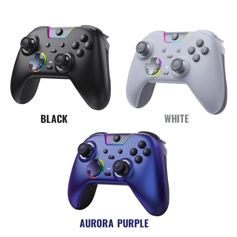 EasySMX X05Pro Multiplatform Wireless Gaming Controller for Nintendo Switch/PC/iOS/Android (Black, White, Aurora Purple)