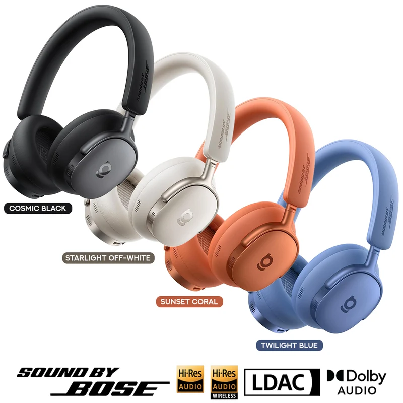 Baseus Inspire XH1 Wireless Noise Cancelling Headphone with Sound by Bose (Cosmic Black, Starlight Off-White, Sunset Coral, Twilight Blue)