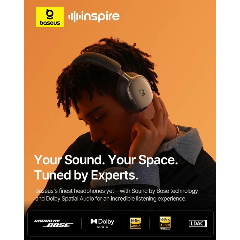 Baseus Inspire XH1 Wireless Noise Cancelling Headphone with Sound by Bose (Cosmic Black, Starlight Off-White, Sunset Coral, Twilight Blue)