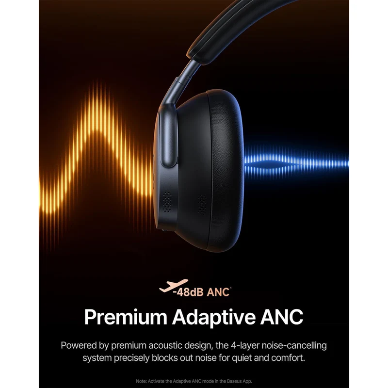 Baseus Inspire XH1 Wireless Noise Cancelling Headphone with Sound by Bose (Cosmic Black, Starlight Off-White, Sunset Coral, Twilight Blue)