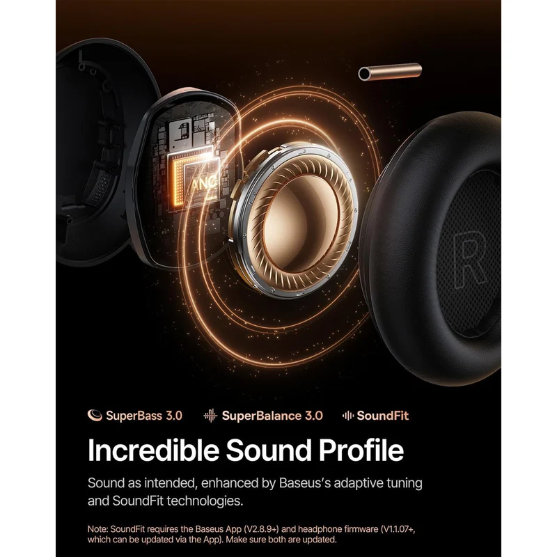 Baseus Inspire XH1 Wireless Noise Cancelling Headphone with Sound by Bose (Cosmic Black, Starlight Off-White, Sunset Coral, Twilight Blue)