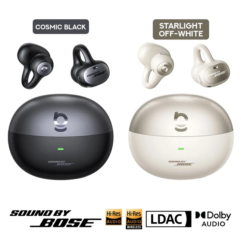 Baseus Inspire XC1 Open-Ear True Wireless Earbuds with Sound by Bose (Cosmic Black, Starlight Off-White)