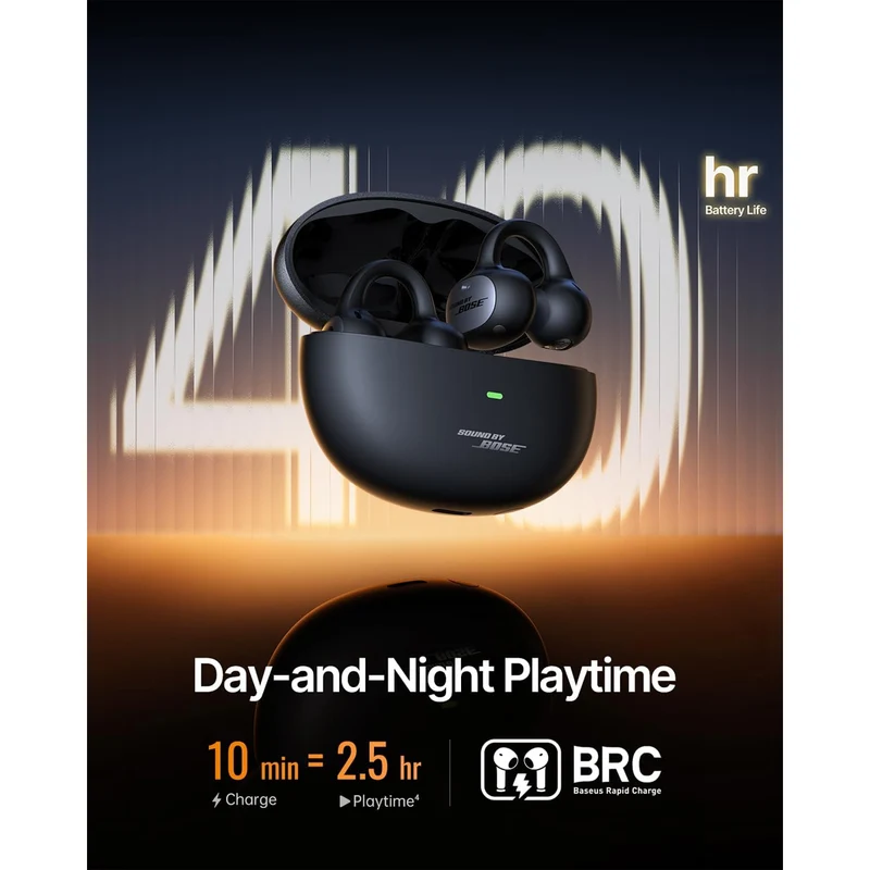 Baseus Inspire XC1 Open-Ear True Wireless Earbuds with Sound by Bose (Cosmic Black, Starlight Off-White)