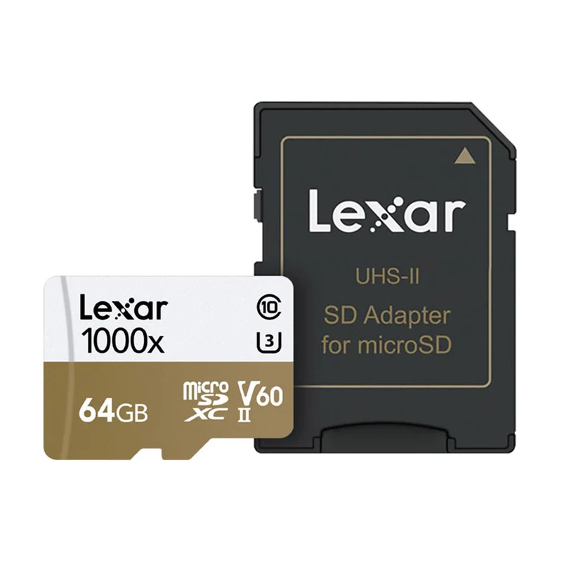 Lexar Professional 1000x microSDXC UHS-II C10 U3 V60 150MB/s Read Memory Card with Adapter (64GB, 128GB, 256GB)