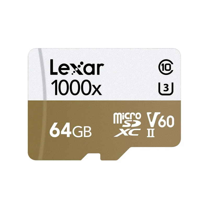 Lexar Professional 1000x microSDXC UHS-II C10 U3 V60 150MB/s Read Memory Card with Adapter (64GB, 128GB, 256GB)