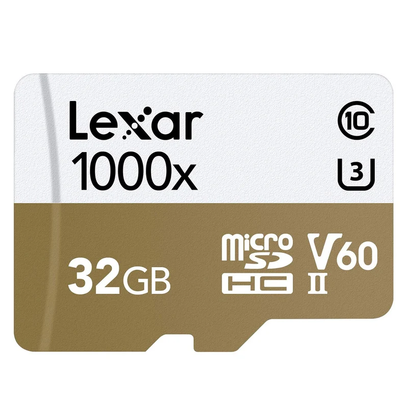 Lexar Professional 1000x 32GB microSDHC UHS-II C10 U3 V60 cards 150MB/s Read with Adapter (LSDMI32GCB1000A)