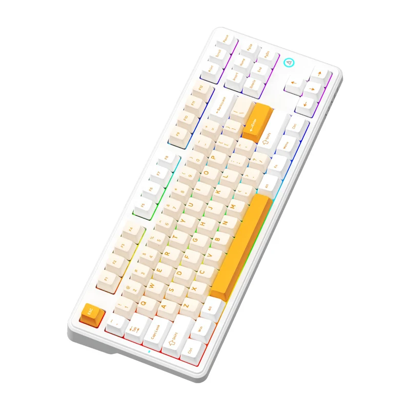 Ajazz AK870 V2 RGB Tri-Mode 87-Keys TKL Gasket-mounted Hot Swappable Mechanical Keyboard (Yellow/White/Dark Yellow) (Day Dream Switch)