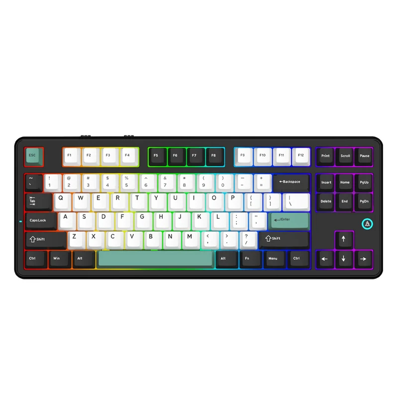 Ajazz AK870 V2 RGB Tri-Mode 87-Keys TKL Gasket-mounted Hot Swappable Mechanical Keyboard (Black/White/Blue) (Day Dream Switch)