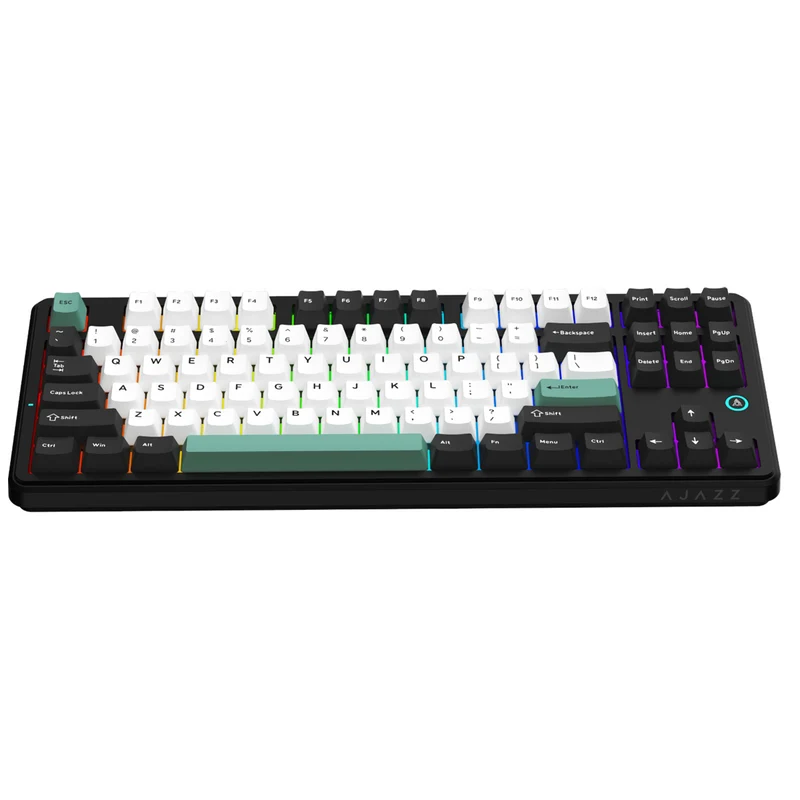 Ajazz AK870 V2 RGB Tri-Mode 87-Keys TKL Gasket-mounted Hot Swappable Mechanical Keyboard (Black/White/Blue) (Day Dream Switch)