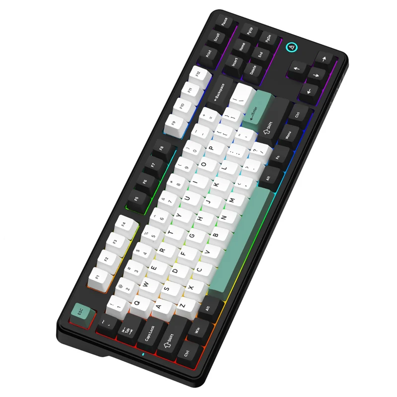 Ajazz AK870 V2 RGB Tri-Mode 87-Keys TKL Gasket-mounted Hot Swappable Mechanical Keyboard (Black/White/Blue) (Day Dream Switch)