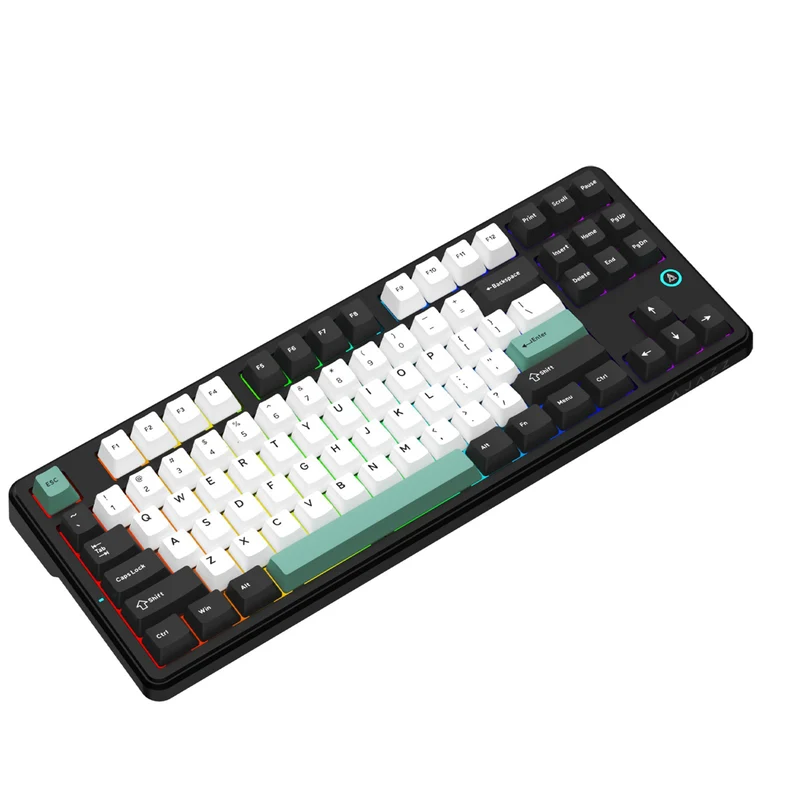 Ajazz AK870 V2 RGB Tri-Mode 87-Keys TKL Gasket-mounted Hot Swappable Mechanical Keyboard (Black/White/Blue) (Day Dream Switch)