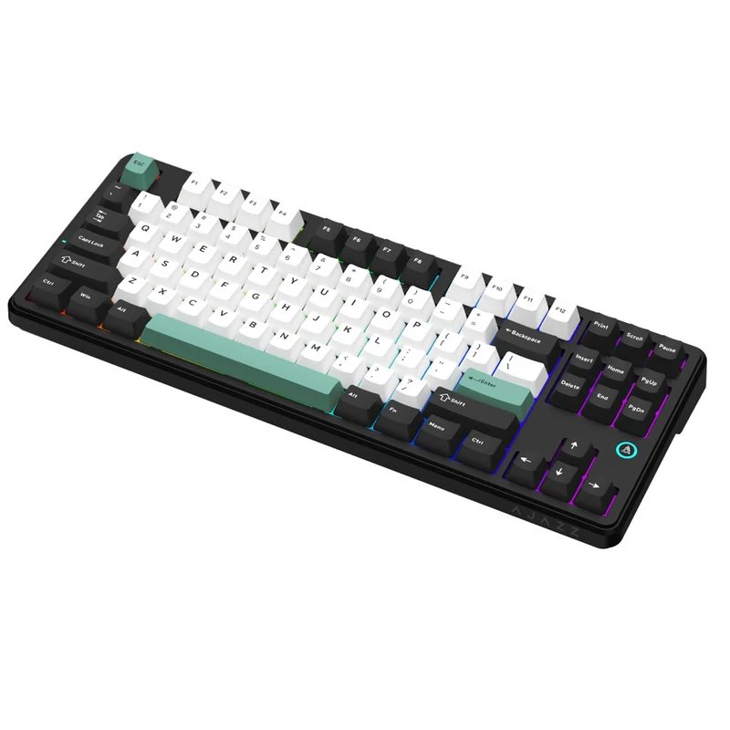 Ajazz AK870 V2 RGB Tri-Mode 87-Keys TKL Gasket-mounted Hot Swappable Mechanical Keyboard (Black/White/Blue) (Day Dream Switch)
