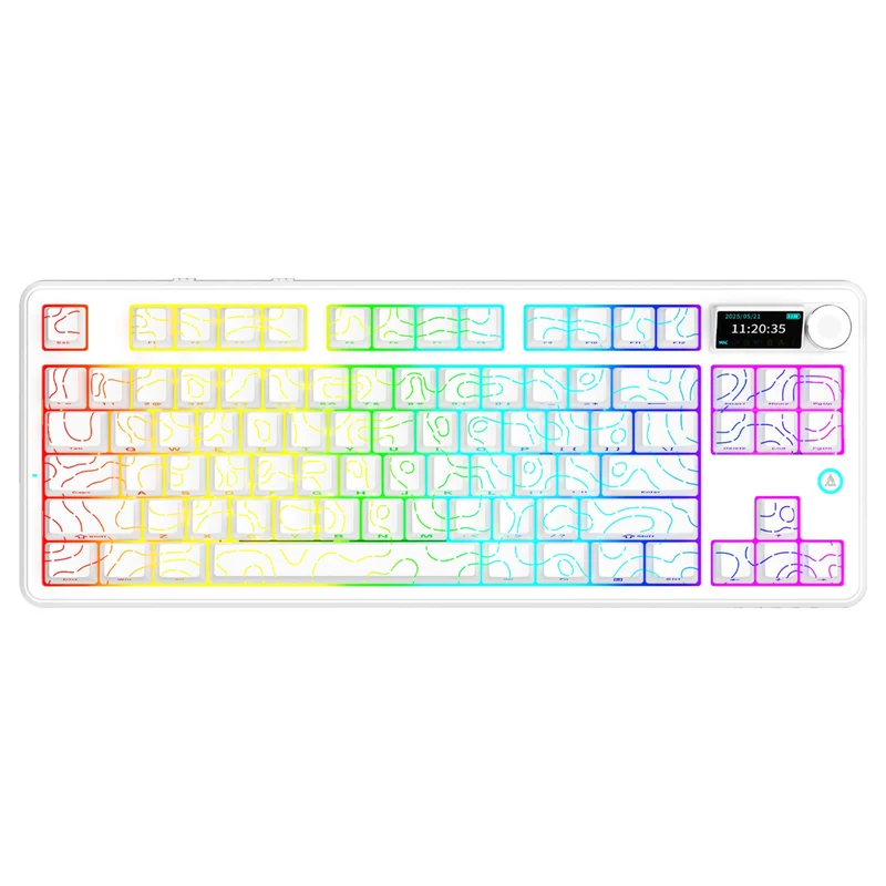 Ajazz AK870 V2 RGB Tri-Mode 87-Keys TKL Gasket-mounted Hot Swappable Mechanical Keyboard (White Contour) (Maillard Switch)