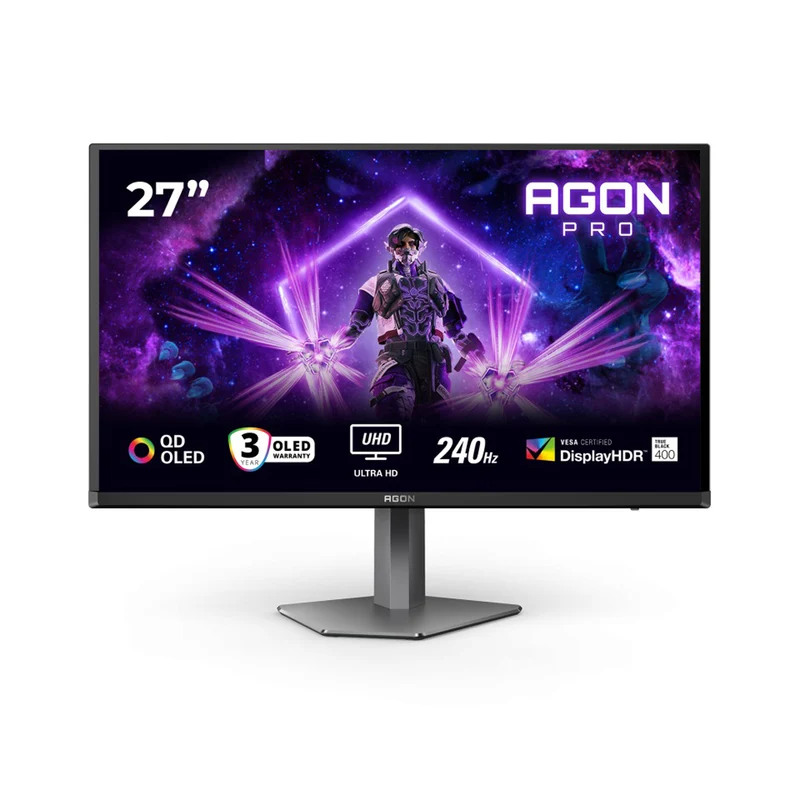 AOC Agon Pro AG276UZ/71 27" Dual Mode UHD (3840x2160) @ 240Hz/FHD (1920x1080) @ 480Hz 0.3ms MPRT Fast IPS Gaming Monitor with Tilt, Pivot, Swivel & Height Adjustment (Black/Grey)