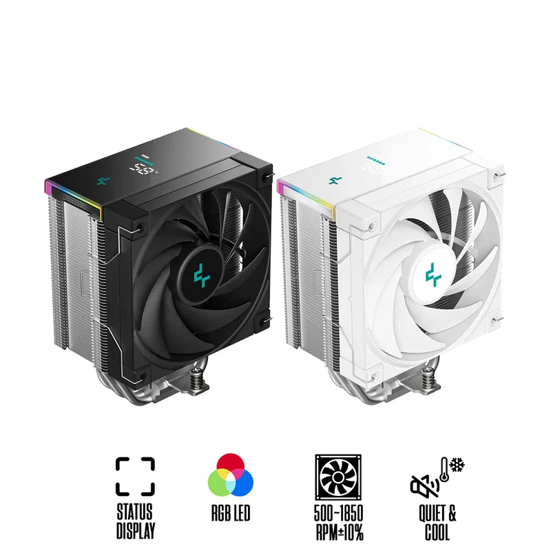DeepCool AK500S Digital SE CPU Cooler with a Status Display (Black, White)
