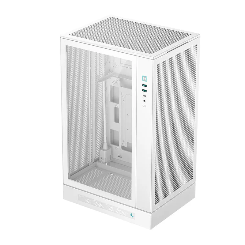 Deepcool CH270 Digital High Airflow Vertical M-ATX Compact Case with Data Screen (Black, White)